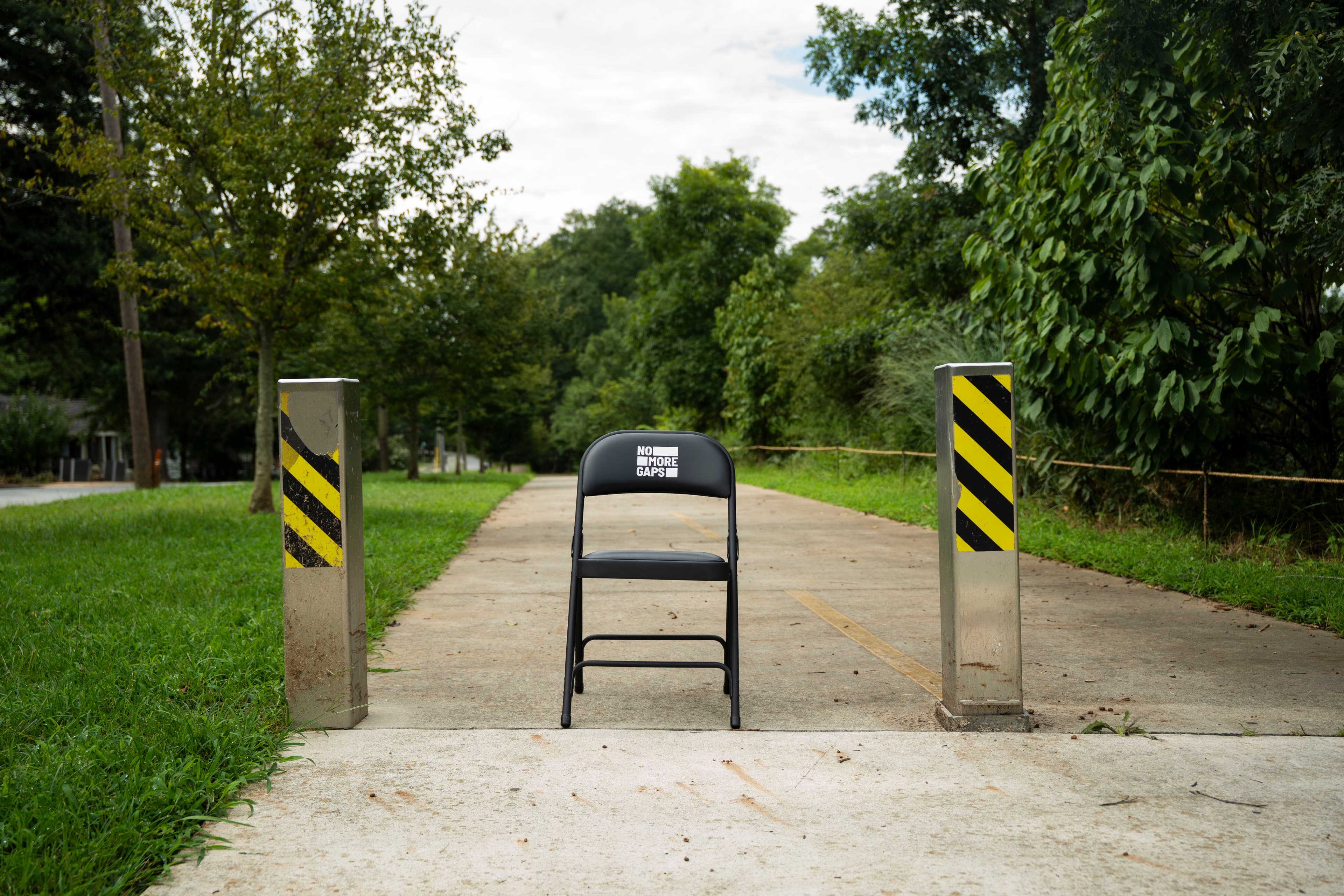 No More Gaps campaign decal on a chair, second location