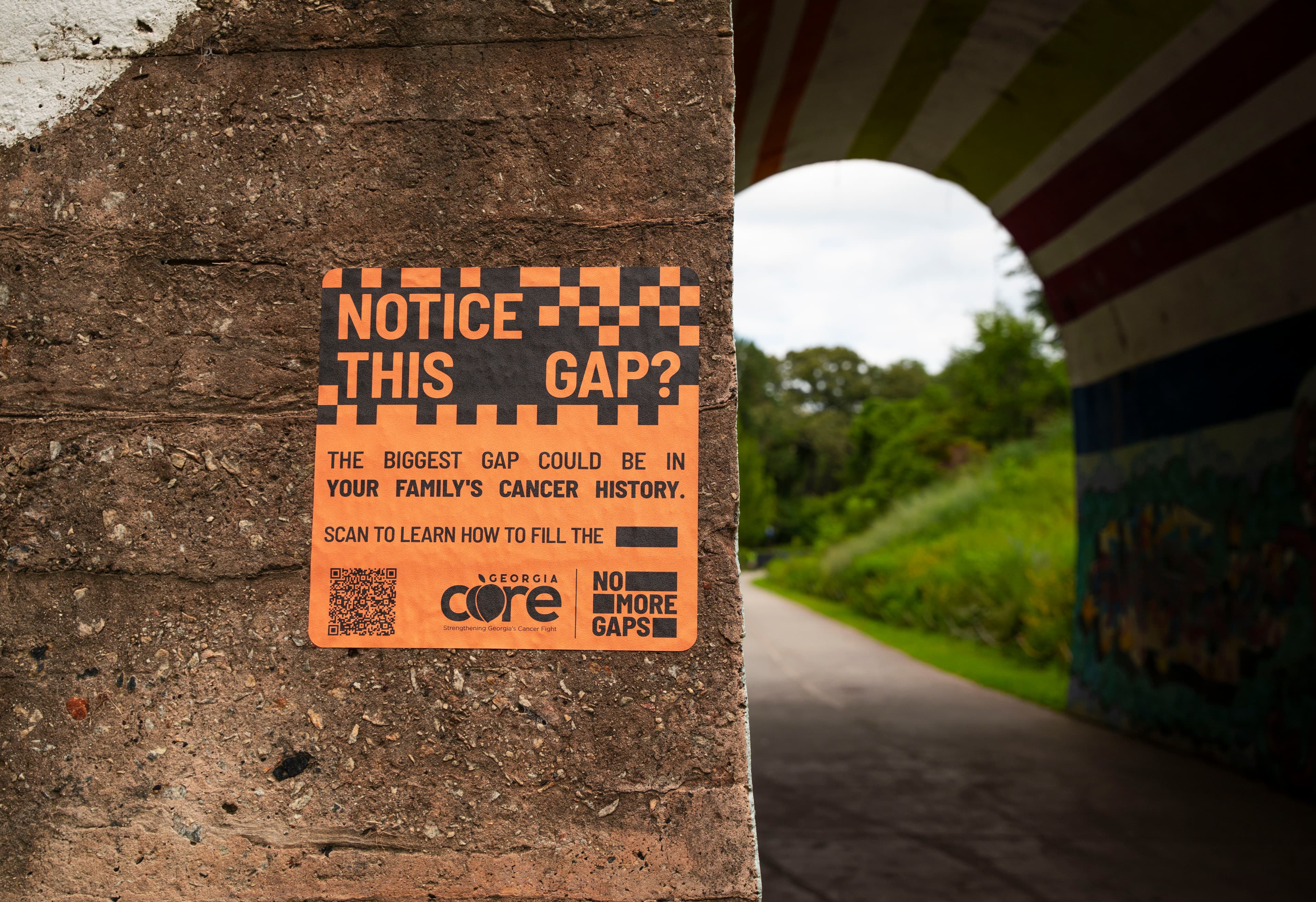 No More Gaps campaign decal on a chair, third location